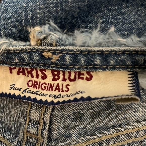 Y2K VTG Paris Blues Low Rise Jean Flare Fray No Waistband Light Medium Wash 2000 - Picture 15 of 15